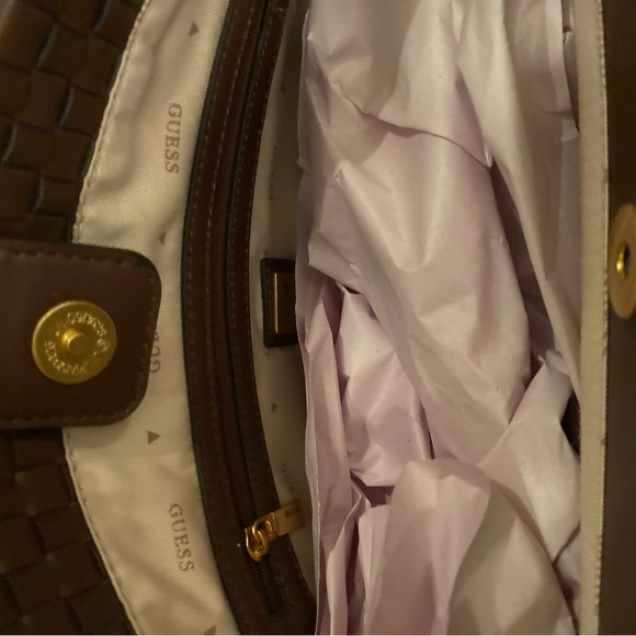 Guess Dark Brown Woven Shoulder Bag - Picture 5 of 5